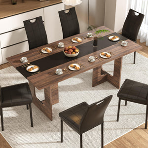 7-Piece Dining Table & Chairs Set – 71" Rectangle Table with 6 Upholstered Chairs
