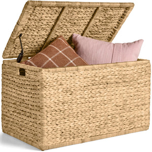 Water Hyacinth Wicker Storage Trunk with Lid & Handles