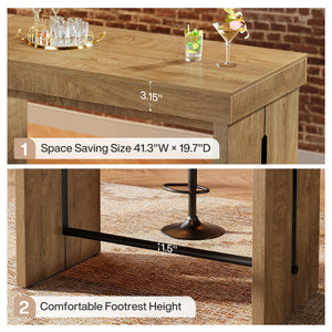 Farmhouse Counter Height Bar Table with Metal Footrest