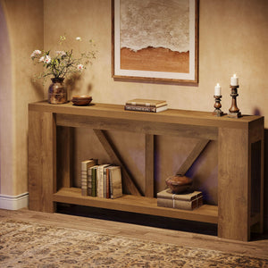 70.9" Farmhouse Console Table with Storage Shelf