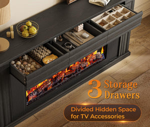 70" Fireplace TV Stand with 42" Electric Fireplace & 3 Drawers