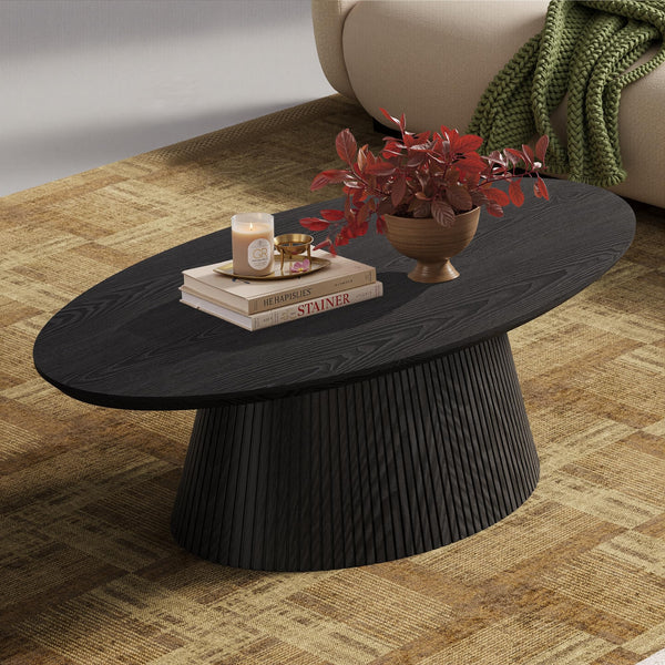 Oval Coffee Table with Fluted Design