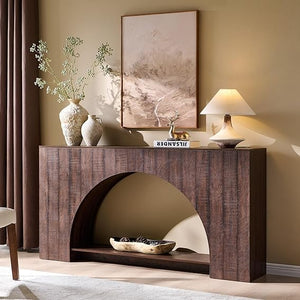 63" Arched Console Table with 2-Tier Shelf
