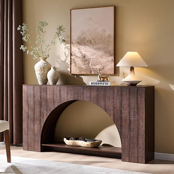 63" Arched Console Table with 2-Tier Shelf