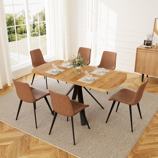 Extendable Dining Table Set for 6 with Upholstered Chairs