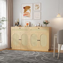 60" Buffet Sideboard Cabinet with Drawers & Wave Doors