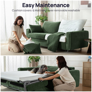 Queen Sleeper Sofa Bed with USB Charging & Memory Foam Mattress