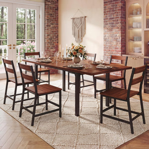 Extendable Dining Table Set with Curved Backrest Chairs