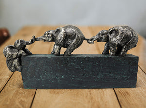 Elephant Family Sculpture – Polyresin Home Decor Figurine