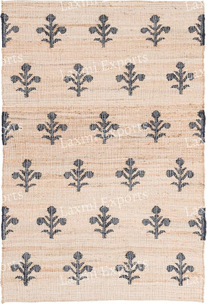 Cotton Jute Kilim Area Rug 4x6 – Floral Turkish Handmade Carpet