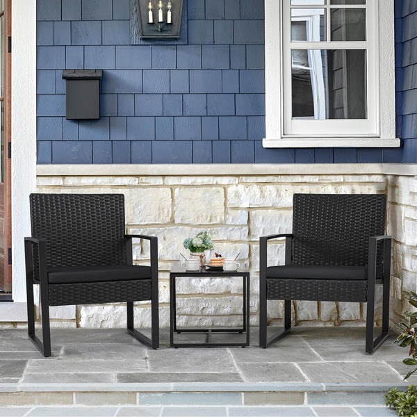 3-Piece Outdoor Wicker Patio Furniture Set with Coffee Table