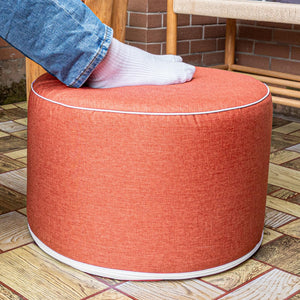Round Outdoor Patio Ottoman – Waterproof Foam-Filled Footrest Pouf