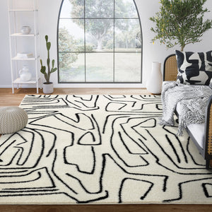 Abstract Beige & Black Area Rug – Modern Animal Print Design