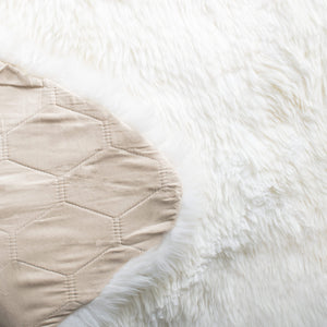 Genuine Sheepskin Shag Area Rug 5' x 8' – Natural & White