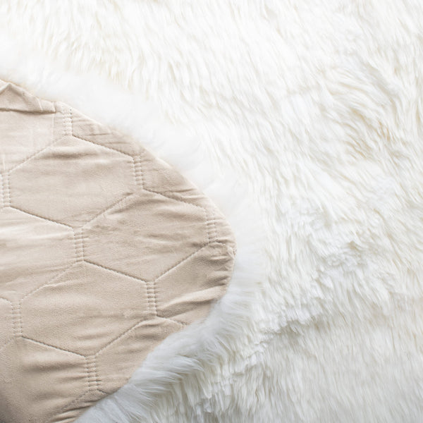 Genuine Sheepskin Shag Area Rug 5' x 8' – Natural & White