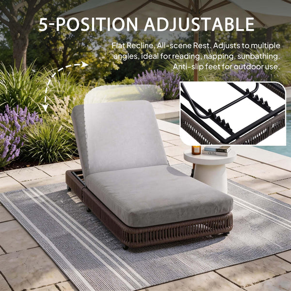 Outdoor Chaise Lounge Set of 2 with Adjustable Backrest