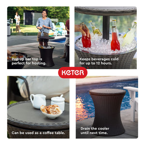 Outdoor Pop-Up Bar Table with Built-In Cooler
