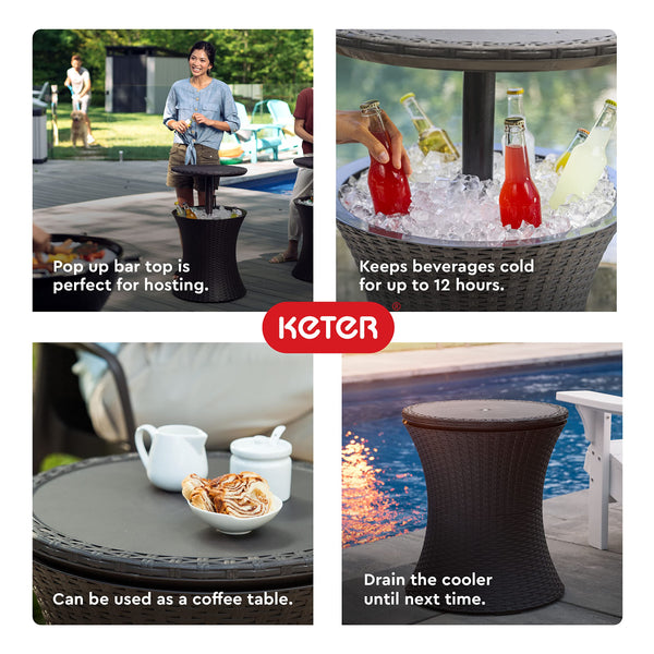 Outdoor Pop-Up Bar Table with Built-In Cooler