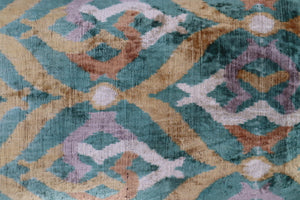 Velvet Ikat Throw Pillow 16x24 – Gold Green Orange