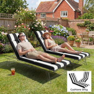 Outdoor Chaise Lounge Cushions Set of 2 with High-Density Foam, Water-Repellent & UV-Resistant