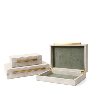 Decorative Storage Boxes Set of 3 – PU Leather Jewelry Organizer with Gold Handle
