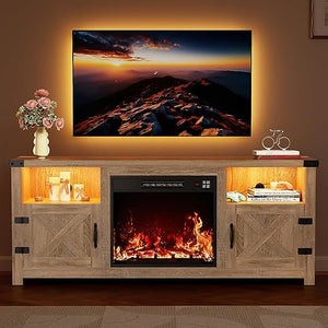 58" Electric Fireplace TV Stand with Barn Doors