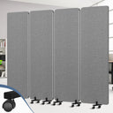 4-Panel Soundproof Room Divider with Wheels & Aluminum Frame