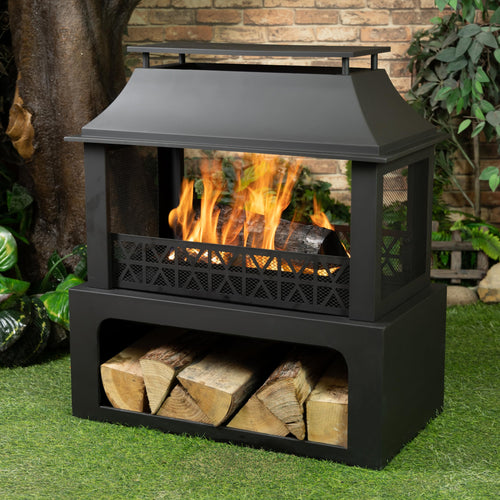 36" Rectangular Steel Outdoor Wood Burning Fireplace