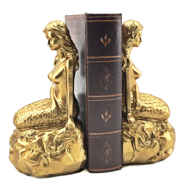 Golden Mermaid Bookends Set of 2