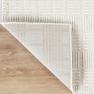 Cream Checkered Minimalist Area Rug
