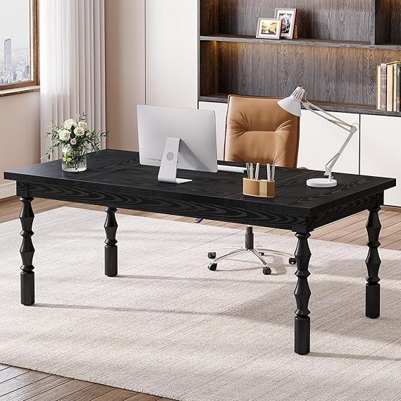 Large Executive Office Desk with Carved Turned Legs