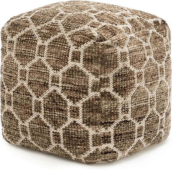 Round Pouf Ottoman Footrest – Cotton Polyester Floor Seating