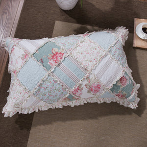 Cottage Patchwork Quilt Set – Mint Blue Pastel Floral