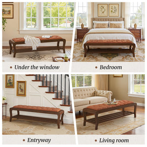 59" PU Leather Entryway Bench with Open Shoe Storage