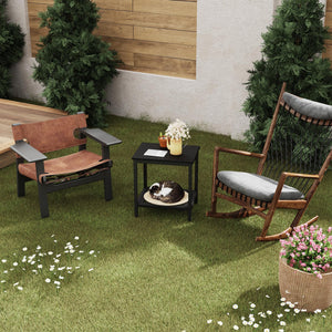 2-Tier Outdoor Side Table with Storage