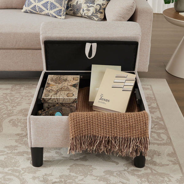 U-Shaped Sectional Sofa with Storage Ottoman