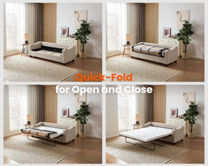2-in-1 Pull Out Sleeper Sofa Bed with Memory Foam Mattress
