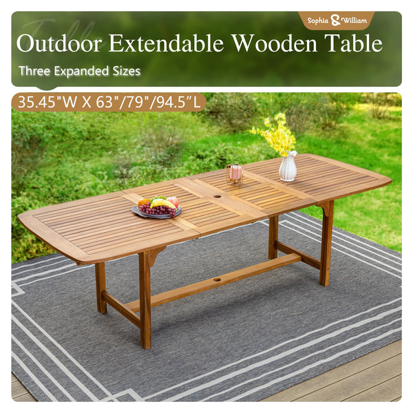 9-Piece Expandable Acacia Wood Patio Dining Set with 8 Chairs