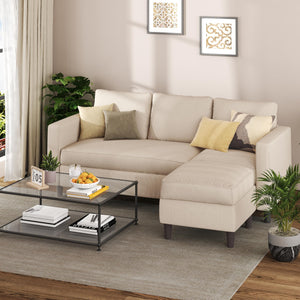 L-Shaped Convertible Sectional Sofa with Ottoman