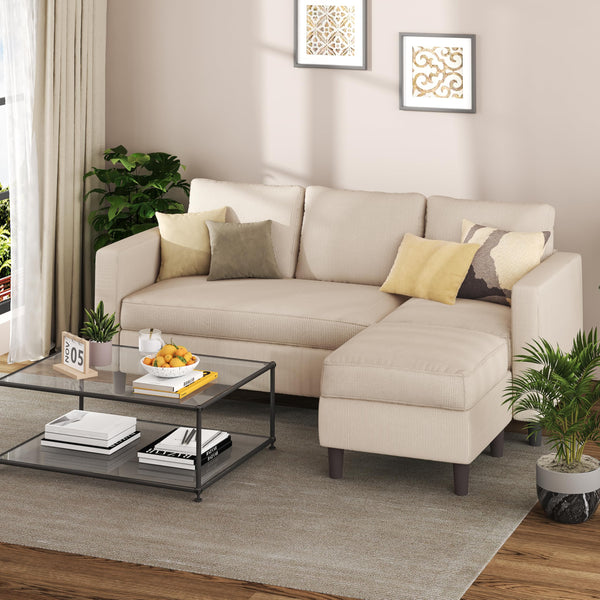 L-Shaped Convertible Sectional Sofa with Ottoman