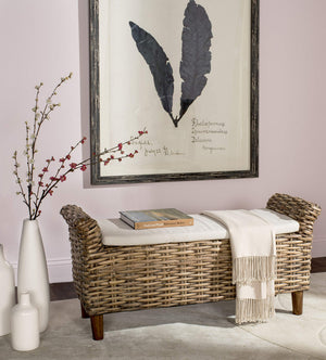 Handwoven Accent Bench – Mango Wood & Kretes Fiber