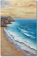 24x36" Hand-Painted 3D Texture Abstract Sea Wave Oil Painting – Modern Minimalist Canvas Wall Art