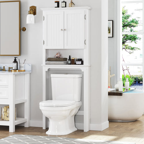 Over The Toilet Storage Cabinet with Adjustable Shelves and Double Doors