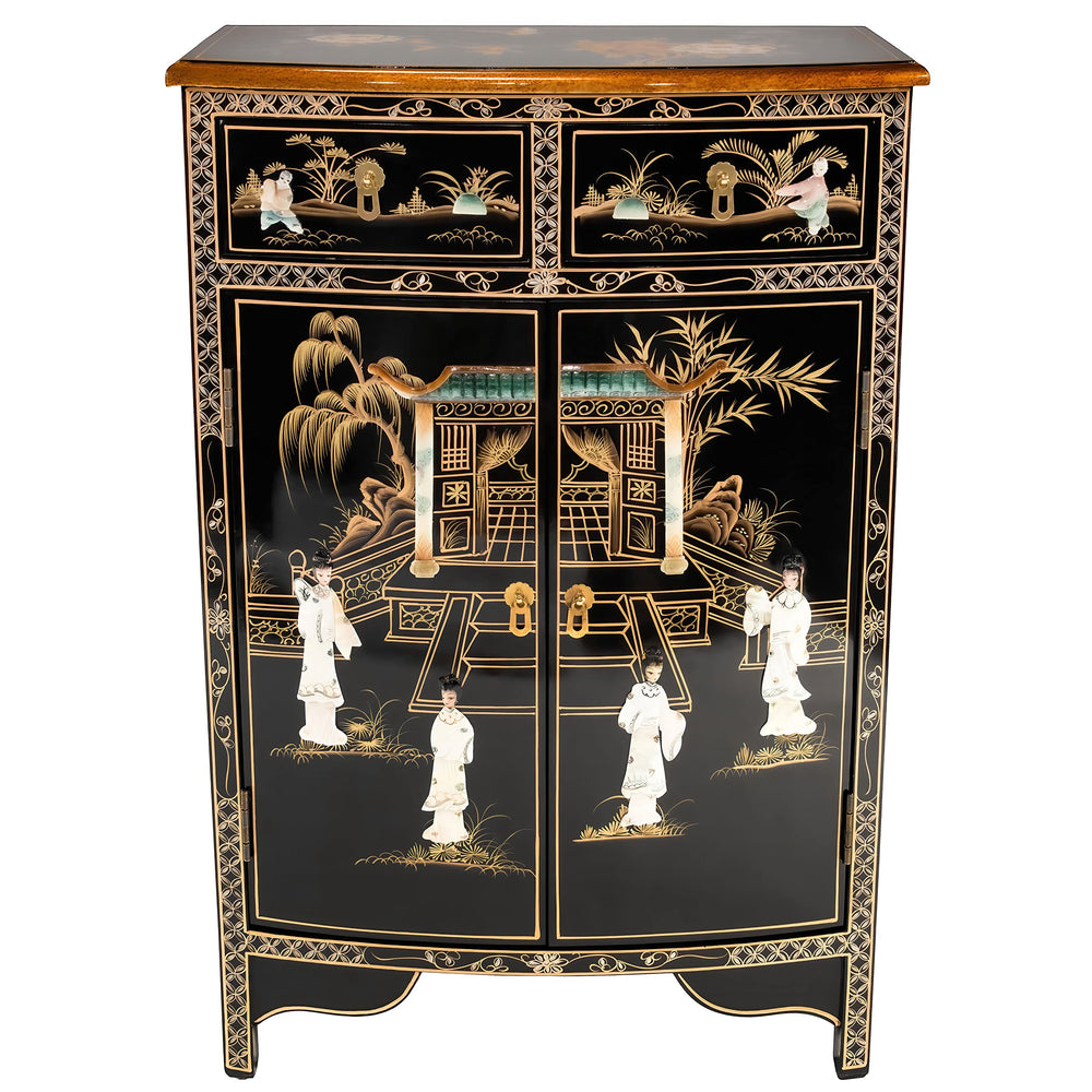 Chinese Lacquer Storage Cabinet with Mother of Pearl Inlay