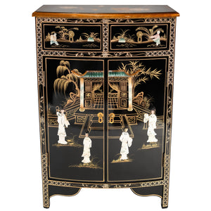 Chinese Lacquer Storage Cabinet with Mother of Pearl Inlay