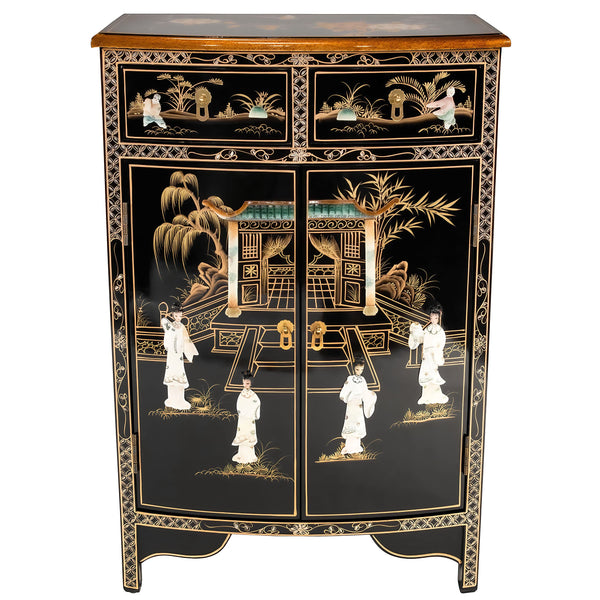 Chinese Lacquer Storage Cabinet with Mother of Pearl Inlay