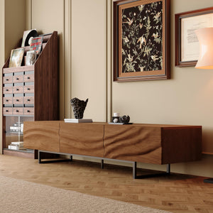 Mid-Century Modern TV Stand for 70-100 Inch TVs with Storage