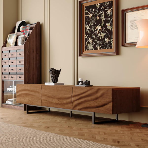 Mid-Century Modern TV Stand for 70-100 Inch TVs with Storage