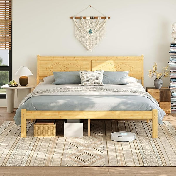 Bamboo Platform Bed Frame with Headboard