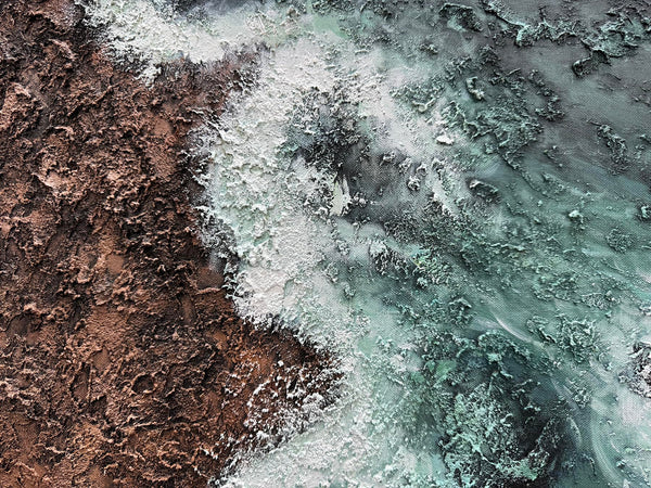 24x36" Hand-Painted 3D Texture Abstract Sea Wave Oil Painting – Modern Minimalist Canvas Wall Art